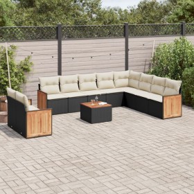 11-piece garden sofa set and black synthetic rattan cushions by , Garden sets - Ref: Foro24-3227799, Price: 720,08 €, Discoun...