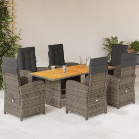 Garden dining set 7 pieces and gray synthetic rattan cushions by , Garden sets - Ref: Foro24-3212506, Price: 1,00 €, Discount: %