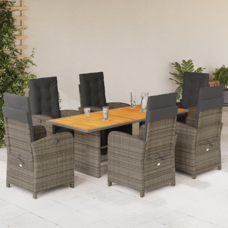 Set comedor jardín 7 pzas y cojines ratán sintético gris de , Conjuntos de jardín - Ref: Foro24-3212506, Precio: 1,00 €, Desc...