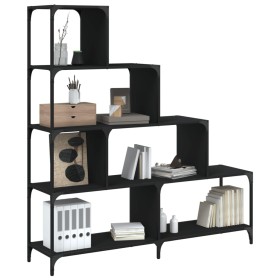 Bookcase with 4 steps in black engineered wood 139x33.5x149 cm by , Bookcases and shelves - Ref: Foro24-842476, Price: 138,99...