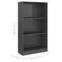 3-tier glossy gray plywood shelf 60x24x109cm