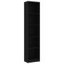 5-tier black plywood shelving unit 40x24x175 cm