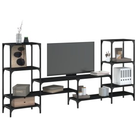 Black engineered wood TV cabinet 206.5x28.5x95 cm by , TV Furniture - Ref: Foro24-842481, Price: 91,62 €, Discount: %