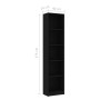 5-tier black plywood shelving unit 40x24x175 cm