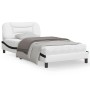 Bed frame with black and white synthetic leather headboard by , Beds and slatted bases - Ref: Foro24-3207987, Price: 162,99 €...