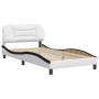 Estructura de cama con cabecero cuero sintético blanco y negro de , Camas y somieres - Ref: Foro24-3207987, Precio: 172,70 €,...