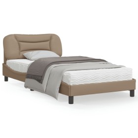 Estructura de cama cabecero cuero sintético capuchino 100x200cm de , Camas y somieres - Ref: Foro24-3207985, Precio: 161,99 €...