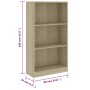 Estantería de 3 niveles madera contrachapada Sonoma 60x24x109cm de vidaXL, Librerías y estanterías - Ref: Foro24-800867, Prec...