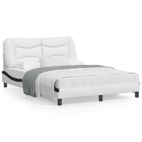 Bed frame with black and white synthetic leather headboard by , Beds and slatted bases - Ref: Foro24-3208001, Price: 215,65 €...