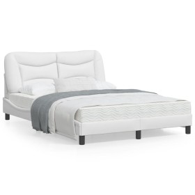 White synthetic leather headboard bed frame 140x200 cm by , Beds and slatted bases - Ref: Foro24-3208003, Price: 207,72 €, Di...