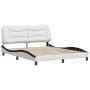 Estructura cama cabecero cuero sintético blanco negro 160x200cm de , Camas y somieres - Ref: Foro24-3208015, Precio: 250,99 €...