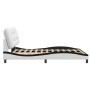 Estructura cama cabecero cuero sintético blanco negro 160x200cm de , Camas y somieres - Ref: Foro24-3208015, Precio: 250,99 €...