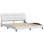 Estructura de cama cabecero cuero sintético blanco 180x200 cm de , Camas y somieres - Ref: Foro24-3208017, Precio: 258,92 €, ...