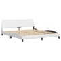 Estructura de cama cabecero cuero sintético blanco 180x200 cm de , Camas y somieres - Ref: Foro24-3208017, Precio: 258,92 €, ...