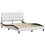 Estructura cama cabecero cuero sintético blanco negro 140x200cm de , Camas y somieres - Ref: Foro24-3208008, Precio: 220,23 €...