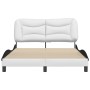 Estructura cama cabecero cuero sintético blanco negro 140x200cm de , Camas y somieres - Ref: Foro24-3208008, Precio: 220,23 €...