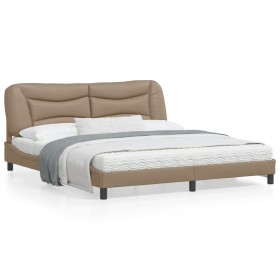 Estructura de cama cabecero cuero sintético capuchino 180x200cm de , Camas y somieres - Ref: Foro24-3208020, Precio: 260,99 €...