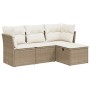 Garden sofa set with cushions 4 pieces beige synthetic rattan by , Garden sets - Ref: Foro24-3263114, Price: 315,99 €, Discou...