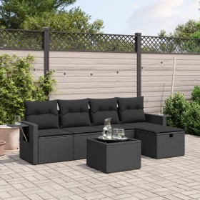 6-teiliges Gartensofa-Set und schwarze synthetische Rattankissen von , Gartensets - Ref: Foro24-3263781, Preis: 367,28 €, Rab...