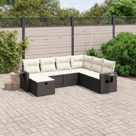 7-teiliges Garten-Essset und schwarze Kissen aus synthetischem Rattan von , Gartensets - Ref: Foro24-3263832, Preis: 463,83 €...