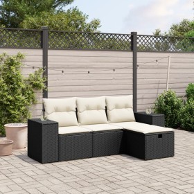 4-teilige Gartensofagarnitur mit schwarzen synthetischen Rattankissen von , Gartensets - Ref: Foro24-3264372, Preis: 284,59 €...