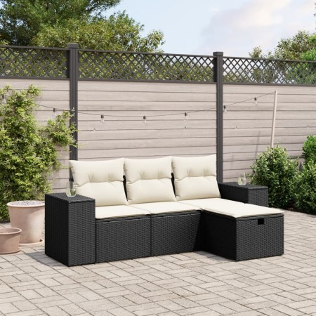 4-teilige Gartensofagarnitur mit schwarzen synthetischen Rattankissen von , Gartensets - Ref: Foro24-3264372, Preis: 284,59 €...