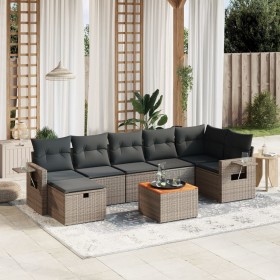 8-teiliges Gartensofa-Set und graue synthetische Rattankissen von , Gartensets - Ref: Foro24-3264959, Preis: 530,27 €, Rabatt: %