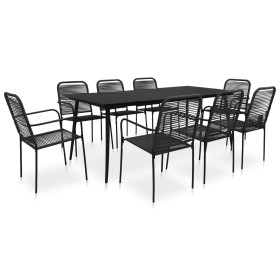 Garden dining set 9 pieces cotton rope and black steel by vidaXL, Garden sets - Ref: Foro24-48571, Price: 425,99 €, Discount: %