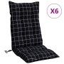 High back chair cushions 6 pcs black plaid fabric by , Cushions for chairs and sofas - Ref: Foro24-377652, Price: 90,83 €, Di...