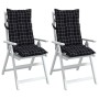 High back chair cushions 2 pcs black plaid fabric by , Cushions for chairs and sofas - Ref: Foro24-377650, Price: 45,60 €, Di...