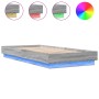 Bed frame with LED lights Sonoma gray 100x200 cm by , Beds and slatted bases - Ref: Foro24-839509, Price: 107,35 €, Discount: %