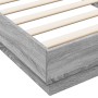 Bed frame with LED lights Sonoma gray 100x200 cm by , Beds and slatted bases - Ref: Foro24-839509, Price: 107,35 €, Discount: %