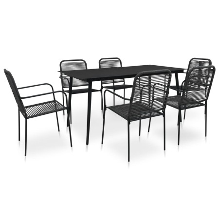 Garden dining set 7 pieces cotton rope and black steel by vidaXL, Garden sets - Ref: Foro24-48570, Price: 279,46 €, Discount: %