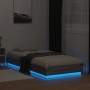 Estructura de cama con luces LED gris Sonoma 90x200 cm de , Camas y somieres - Ref: Foro24-839516, Precio: 106,08 €, Descuent...