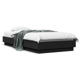 Bed frame with LED lights black 90x190 cm by , Beds and slatted bases - Ref: Foro24-839540, Price: 124,76 €, Discount: %