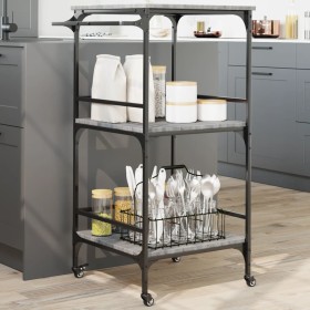 Carrito de cocina madera ingeniería gris Sonoma 60,5x50x105 cm de , Carros de cocina y comedor - Ref: Foro24-842339, Precio: ...