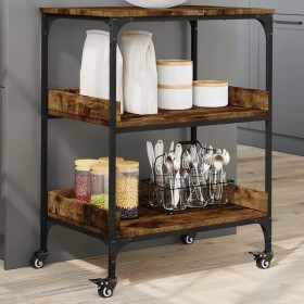 Smoked oak engineered wood kitchen cart 60x41x80.5 cm by , Kitchen and dining carts - Ref: Foro24-842403, Price: 71,34 €, Dis...