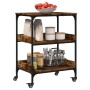 Smoked oak engineered wood kitchen cart 60x41x80.5 cm by , Kitchen and dining carts - Ref: Foro24-842403, Price: 71,99 €, Dis...