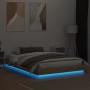 Estructura de cama con luces LED roble Sonoma 160x200 cm de , Camas y somieres - Ref: Foro24-3209781, Precio: 163,85 €, Descu...