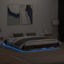 Estructura de cama con luces LED roble ahumado 180x200 cm de , Camas y somieres - Ref: Foro24-3209776, Precio: 181,74 €, Desc...