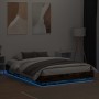 Bed frame with LED lights smoked oak 140x200 cm by , Beds and slatted bases - Ref: Foro24-3209797, Price: 168,99 €, Discount: %