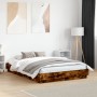 Estructura de cama con luces LED roble ahumado 140x190 cm de , Camas y somieres - Ref: Foro24-3209811, Precio: 140,37 €, Desc...