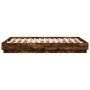 Bed frame with LED lights smoked oak 140x190 cm by , Beds and slatted bases - Ref: Foro24-3209811, Price: 140,37 €, Discount: %