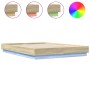 Bed frame with LED lights Sonoma oak 140x200 cm by , Beds and slatted bases - Ref: Foro24-3209795, Price: 160,11 €, Discount: %