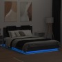 Bed frame with headboard and LED lights black 150x200 cm by , Beds and slatted bases - Ref: Foro24-3210004, Price: 206,57 €, ...