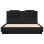 Bed frame with headboard and LED lights black 150x200 cm by , Beds and slatted bases - Ref: Foro24-3210004, Price: 206,57 €, ...