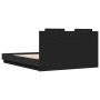 Bed frame with headboard and LED lights black 150x200 cm by , Beds and slatted bases - Ref: Foro24-3210004, Price: 206,57 €, ...