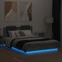 Estructura de cama cabecero luces LED gris hormigón 150x200 cm de , Camas y somieres - Ref: Foro24-3210006, Precio: 195,91 €,...