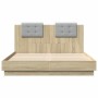 Bed frame headboard LED lights Sonoma oak 140x200 cm by , Beds and slatted bases - Ref: Foro24-3210012, Price: 193,19 €, Disc...