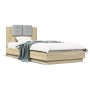 Estructura de cama cabecero luces LED roble Sonoma 90x200 cm de , Camas y somieres - Ref: Foro24-3210033, Precio: 167,20 €, D...